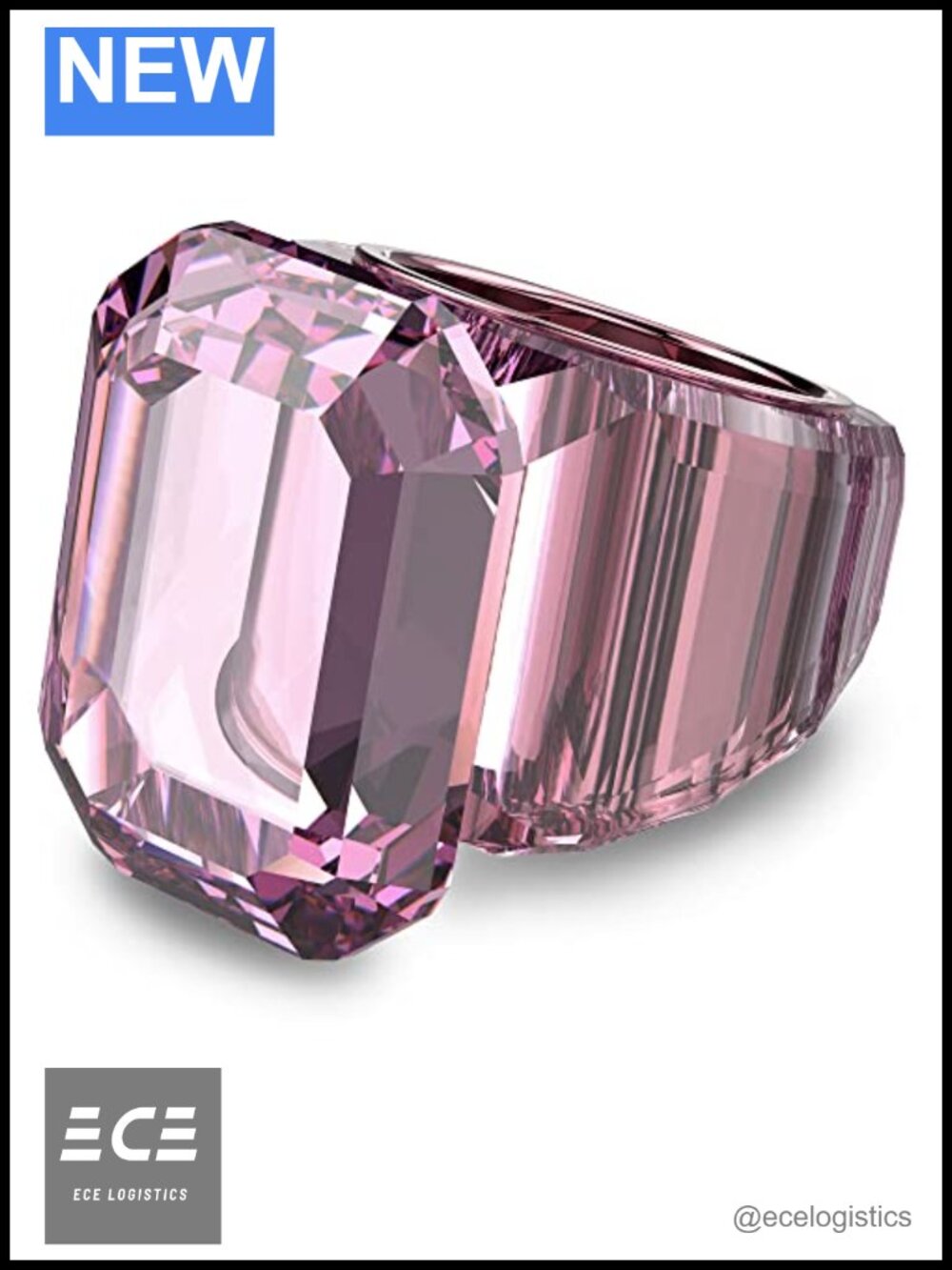 Swarovski Lucent Cocktail Ring Crystal Statement Jewelry Size 7